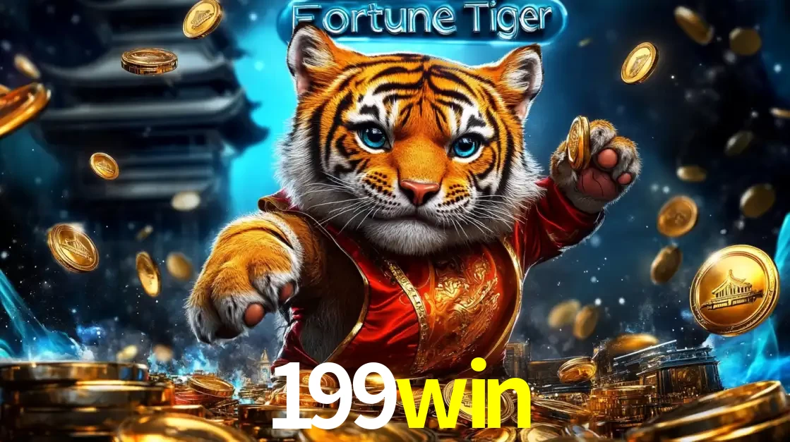 Imagem promocional do jogo de slot Fortune Tiger, com um tigre majestoso em traje tradicional cercado por uma fortuna em moedas de ouro, disponível agora no cassino 199win.