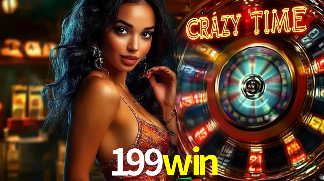 Mulher elegante ao lado da vibrante roda da fortuna do jogo de cassino ao vivo Crazy Time, um dos game shows mais populares e cheios de prêmios do 199win.